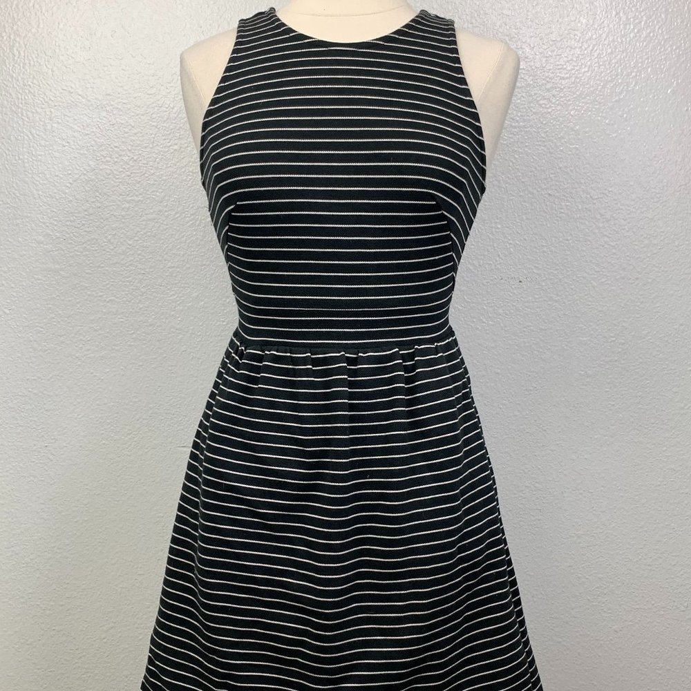 Madewell Black & White‎ Striped Skater Dress Sz XS